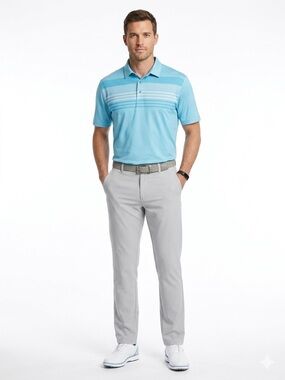 Ben Hogan Performance Polo Shirt XL Blue Striped Golf Shirt